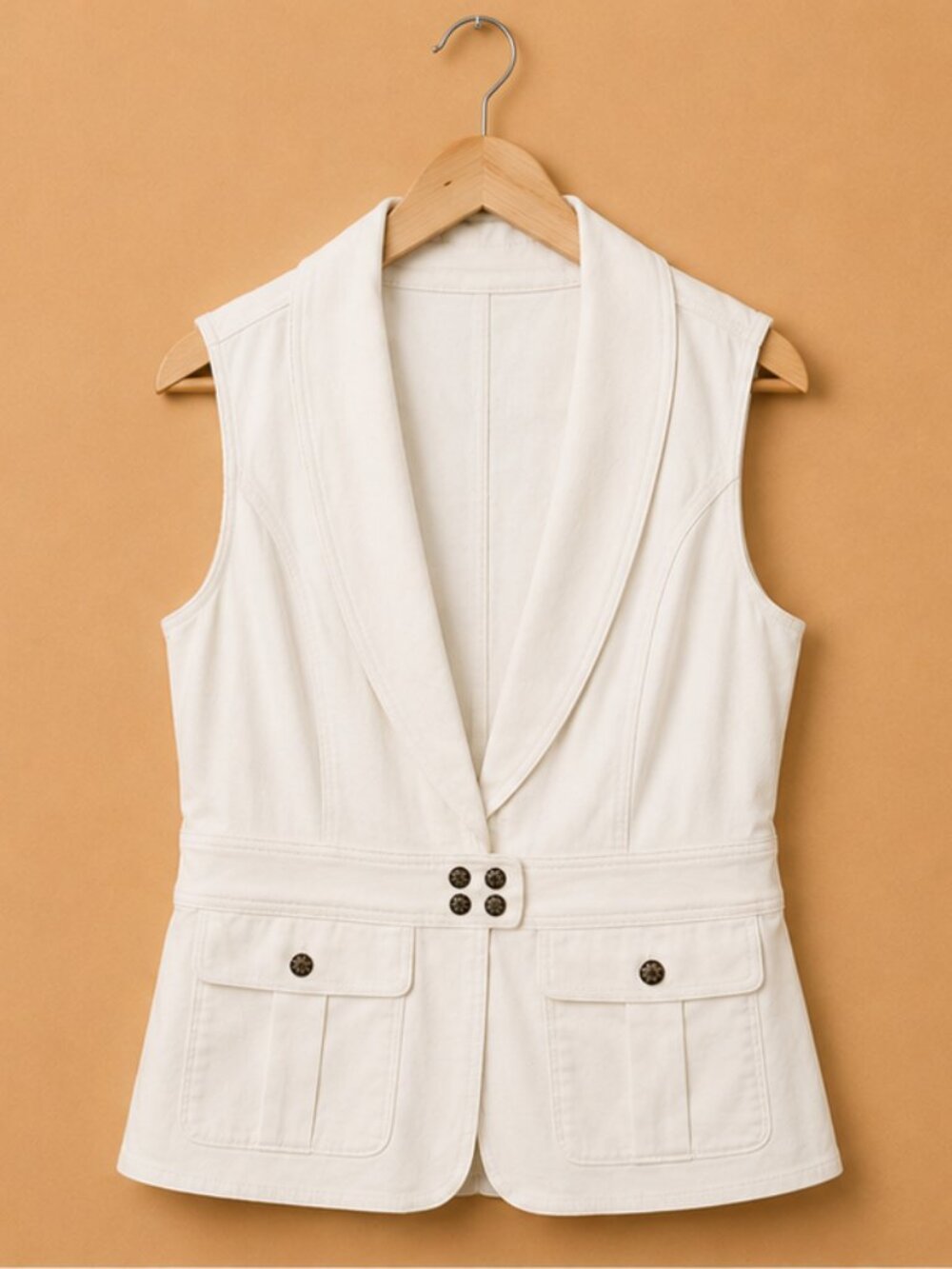 White House Black Market NWT White Utility Vest Blazer Size 12